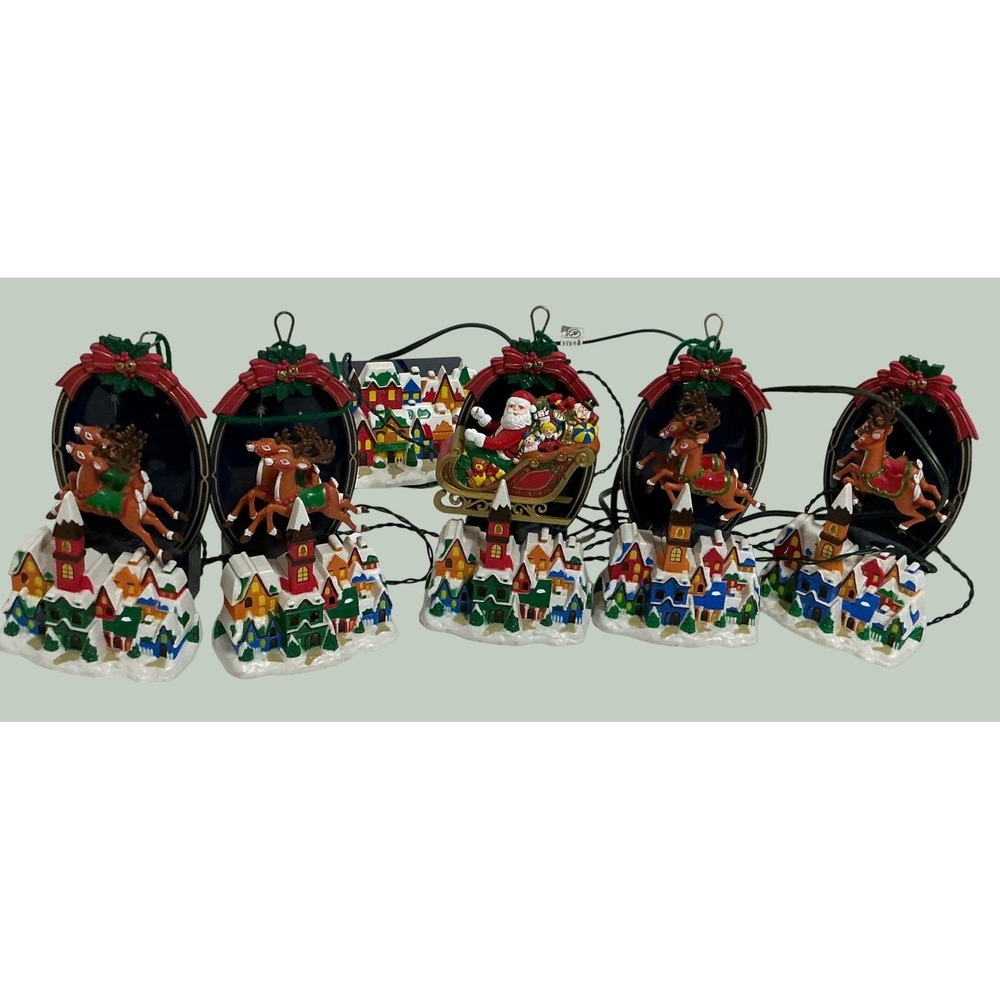 NOMA Vintage Christmas Musical Animated Reindeer Village Display Cat No 9003